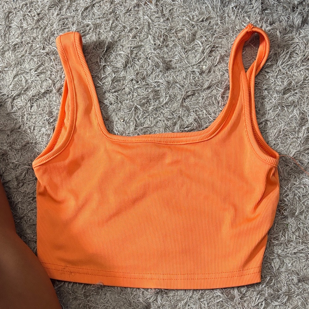 SHEIN Orange Ribbed Bandeau